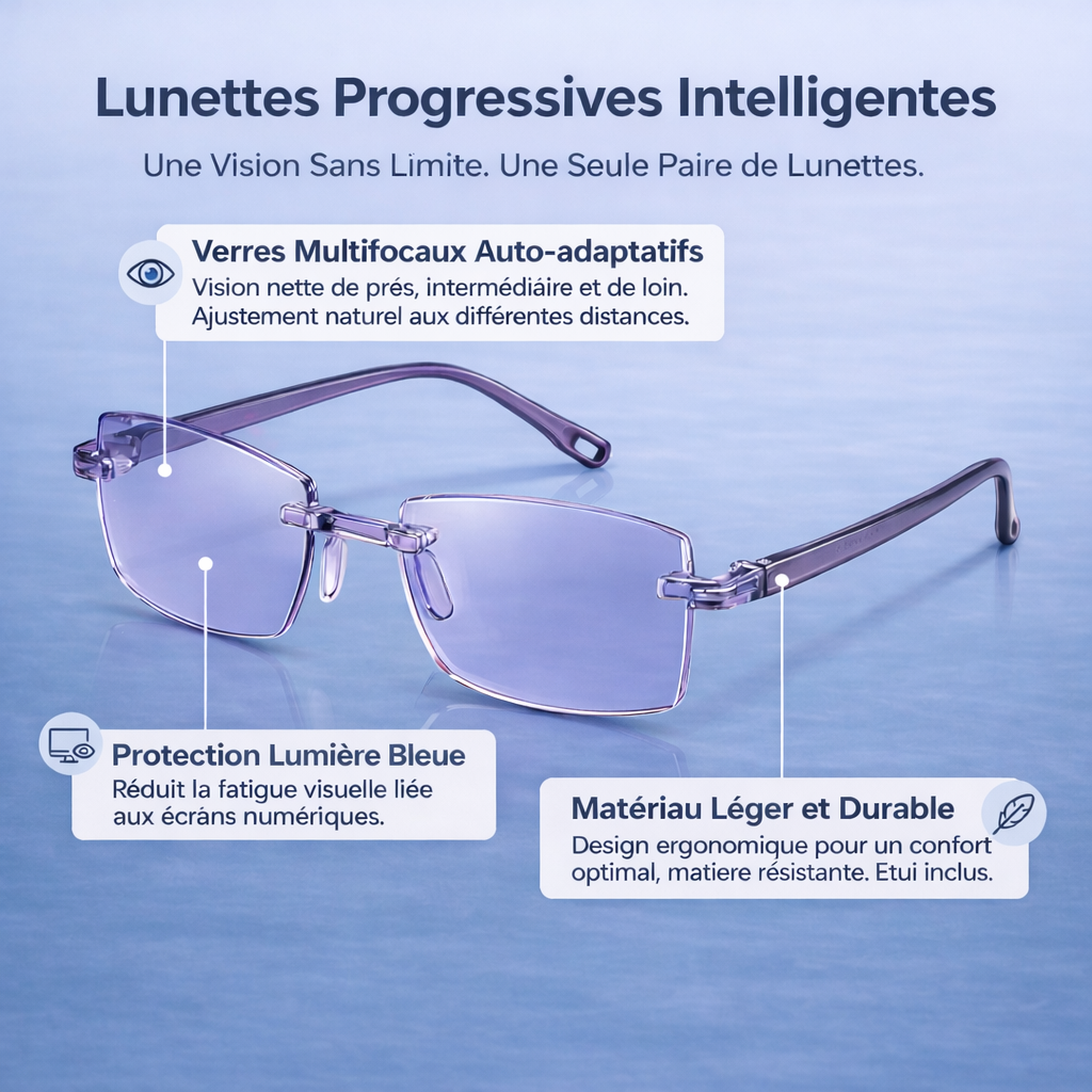 Clairena™ – Lunettes Progressives Intelligentes - Vision de près et de loin